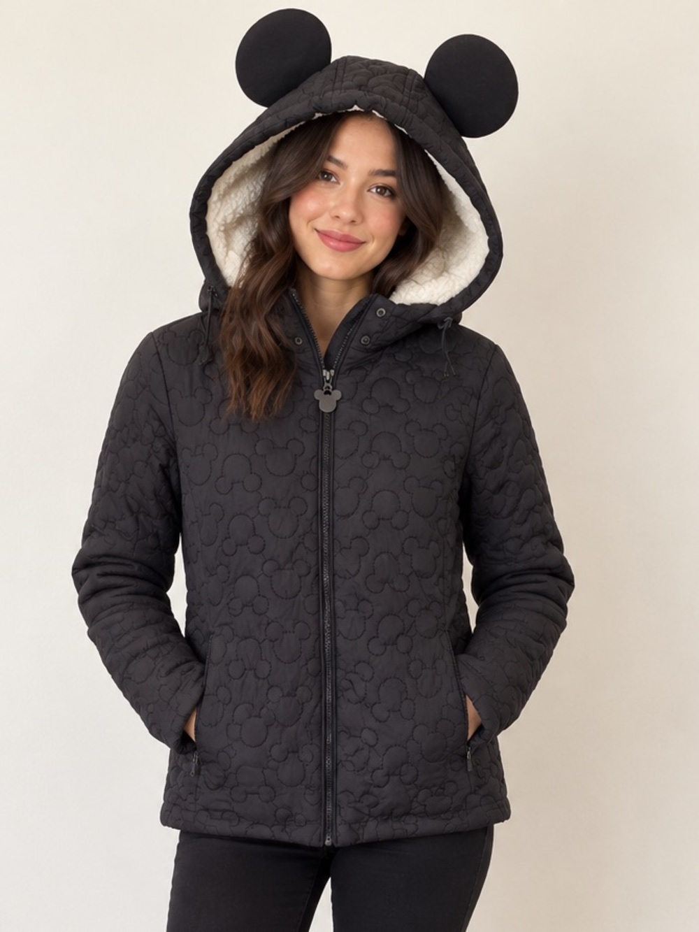 Disney Mickey Mouse Quilted Sherpa Hood Jacket XS